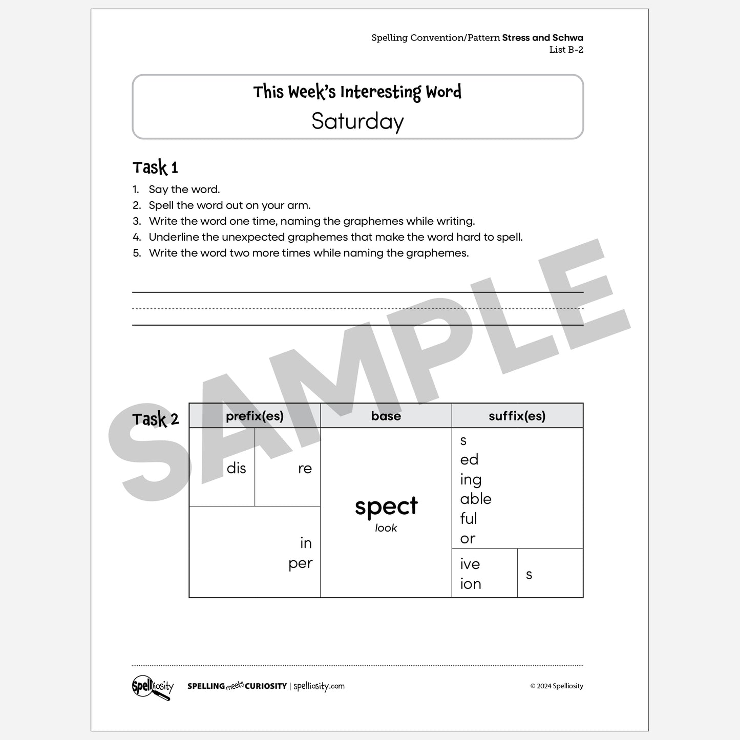 Stress and Schwa Spelling Pattern