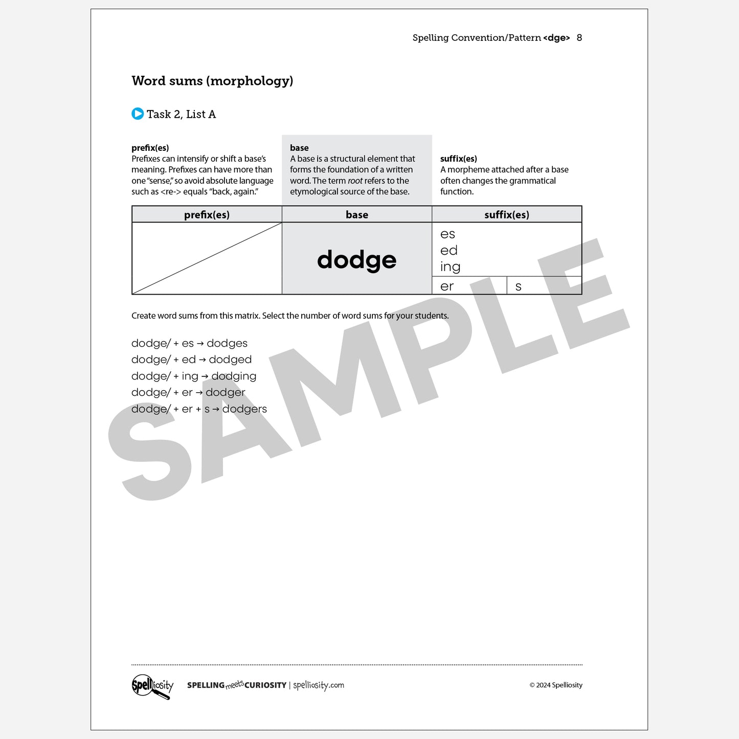 <dge> Spelling Pattern