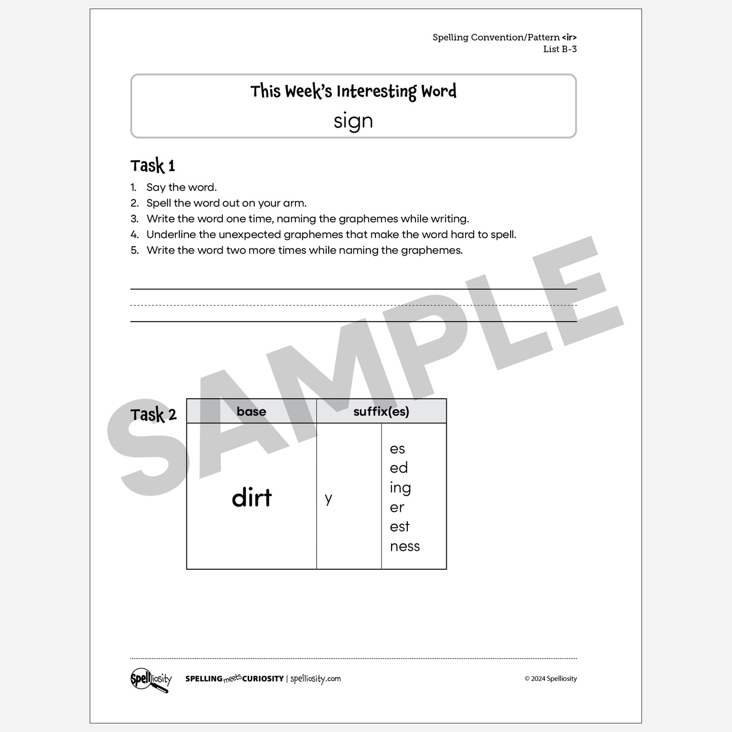 <ir> Spelling Pattern