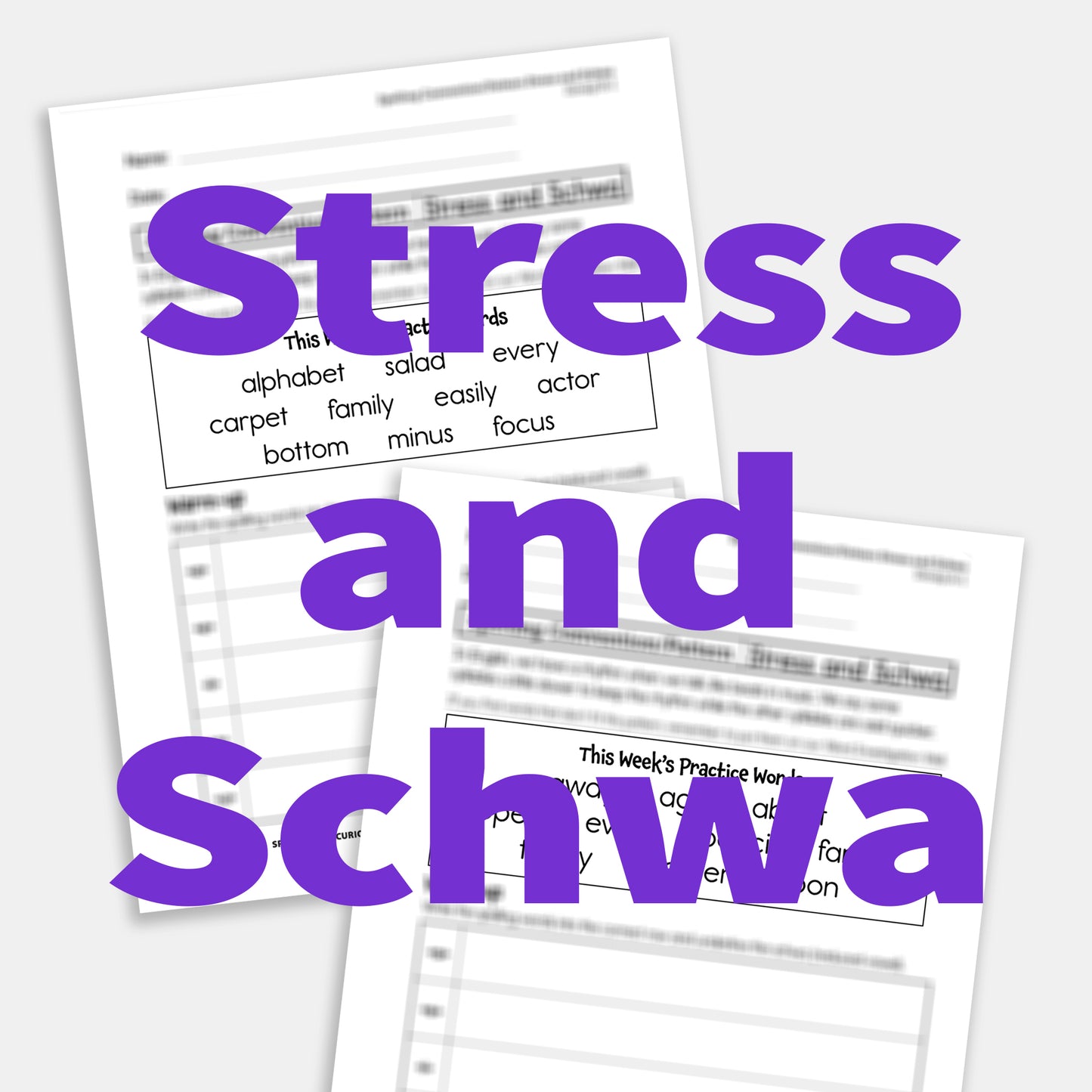 Stress and Schwa (reduced vowels)