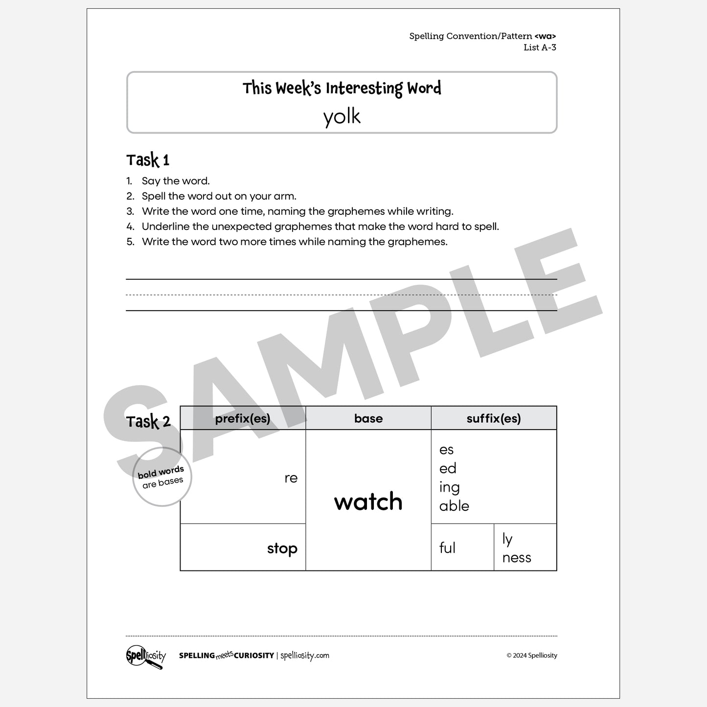 <wa> Spelling Pattern