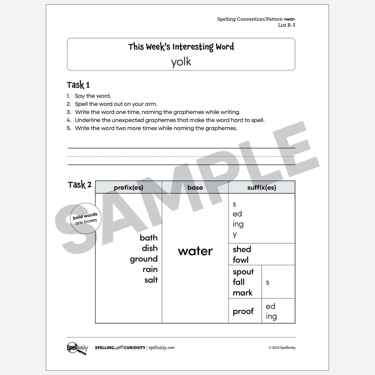 <wa> Spelling Pattern