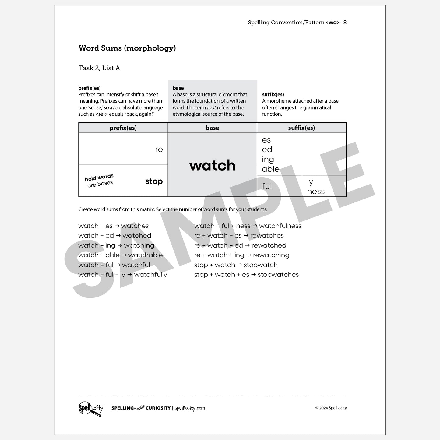 <wa> Spelling Pattern